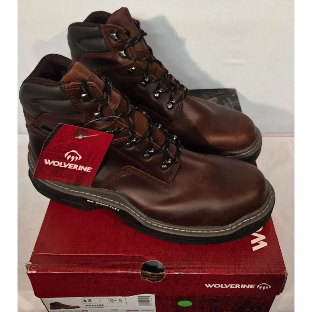 Wolverine Raider Durashock Flex Work Boots Brown Leather Size 12 M W211128 New